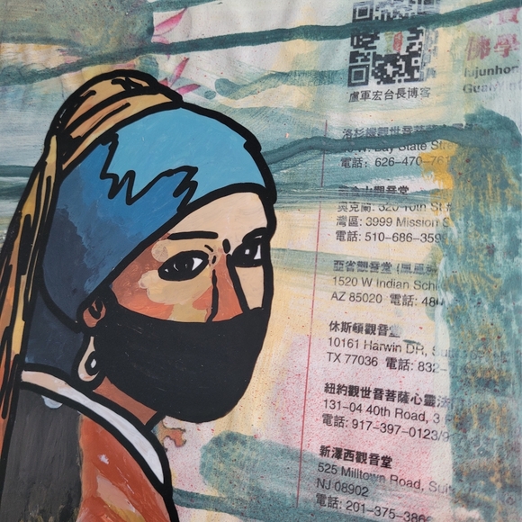 Girl With a Pearl Earring Mixed Media Painting, Vermeer, 11x14 - Picture 4 of 7